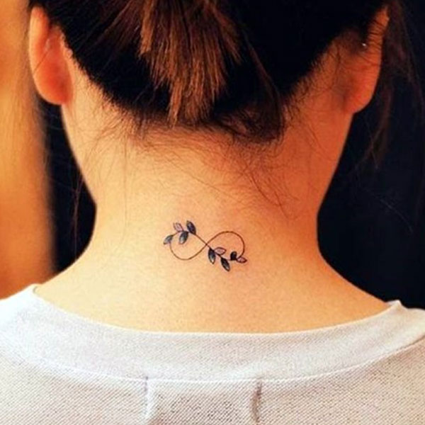 Stylish infinity tattoo for back neck