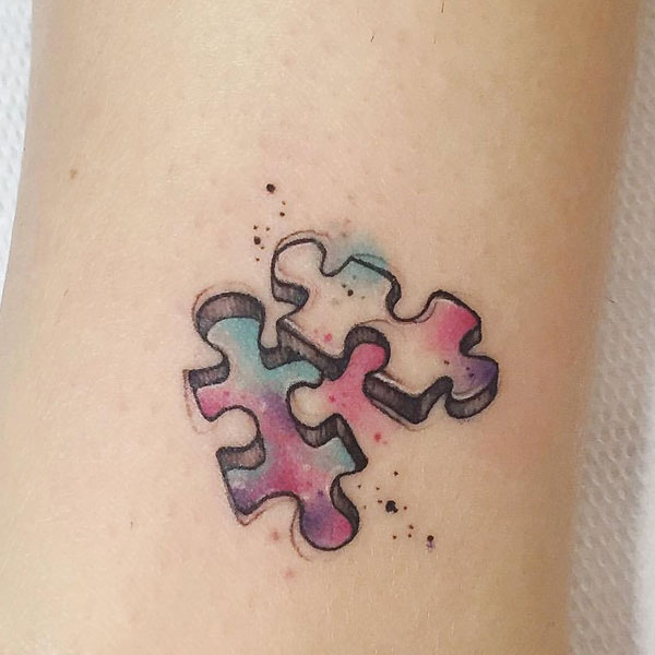 Creative puzzle block tattoo design