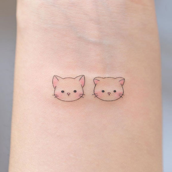 Charming cute mini kitten face tattoo