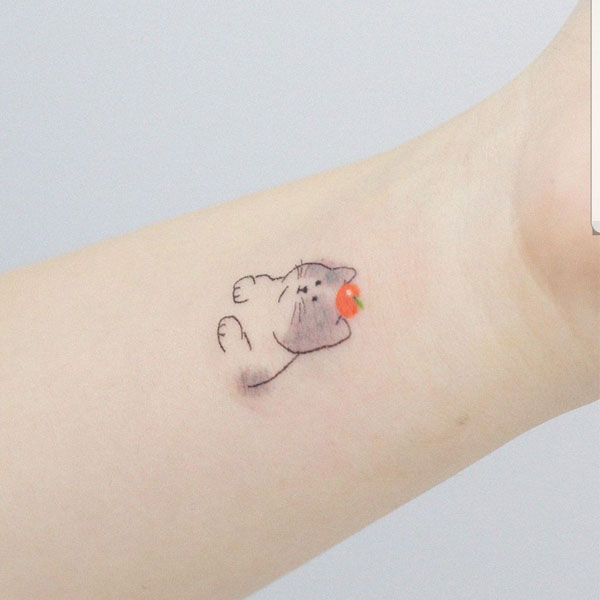 Cute Little cat tattoo for hand