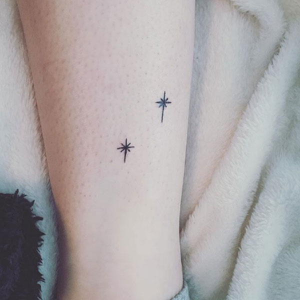  Two cute tiny shinning Star style tattoo