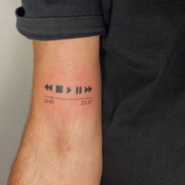 Minimal cute media player tattoo