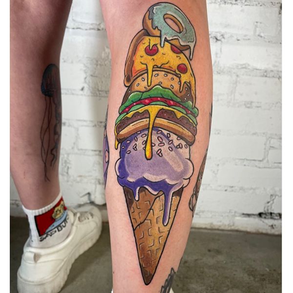 colorful group of food tattoos design