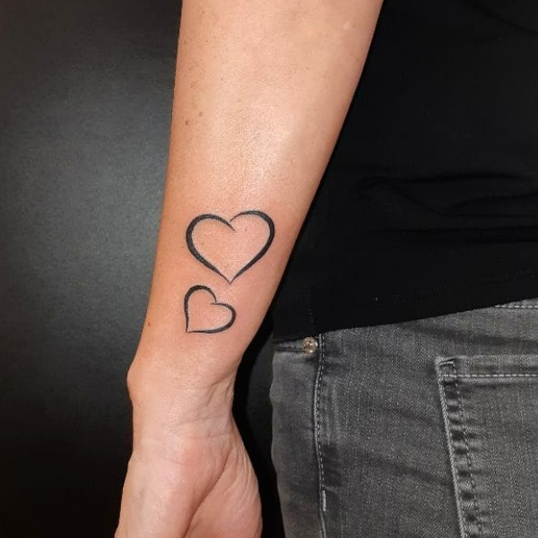  Black Outline Hearts tattoo