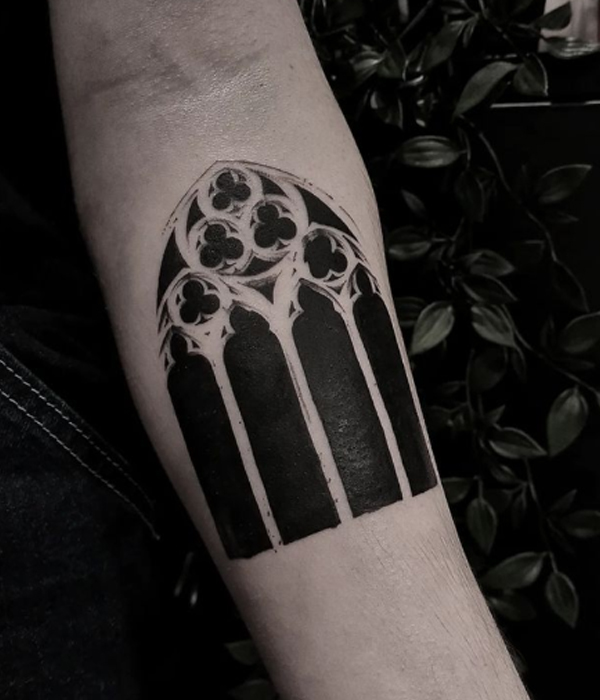 Attractive Cathedral tattoo on the arm