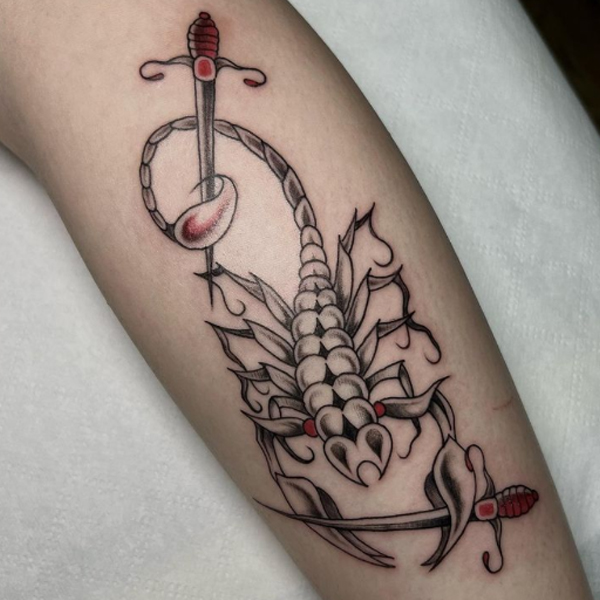 Amazing fancy Scorpio tattoo colorful design