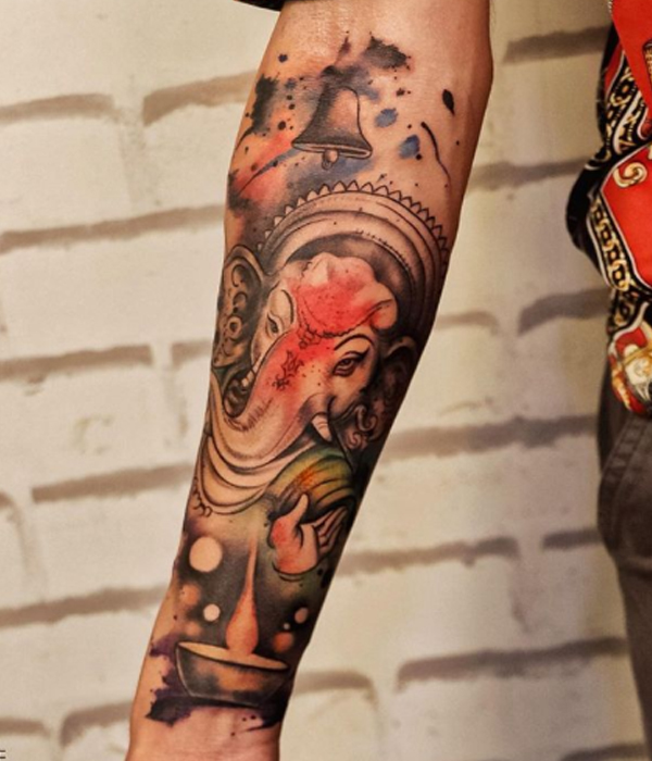 Amazing lord Ganesh tattoo detailing design