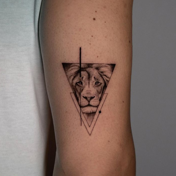 Elegant abstract lion minimal tattoo designs