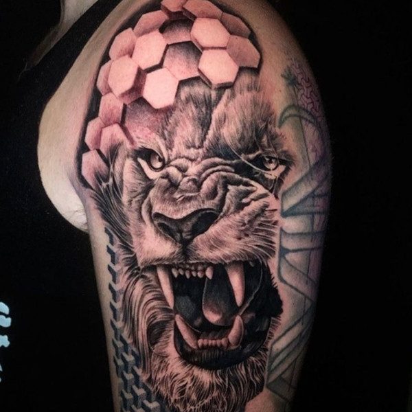 Dazzling lion realistic 3d tattoo design