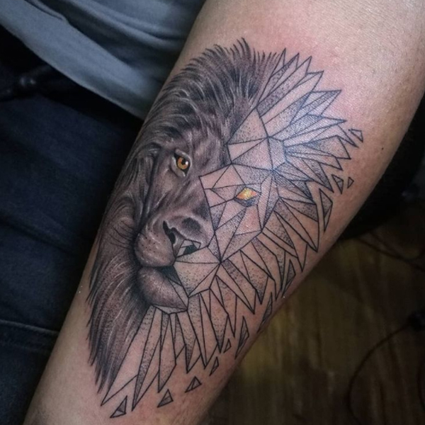 Pretty abstract lion, broken piece tattoo