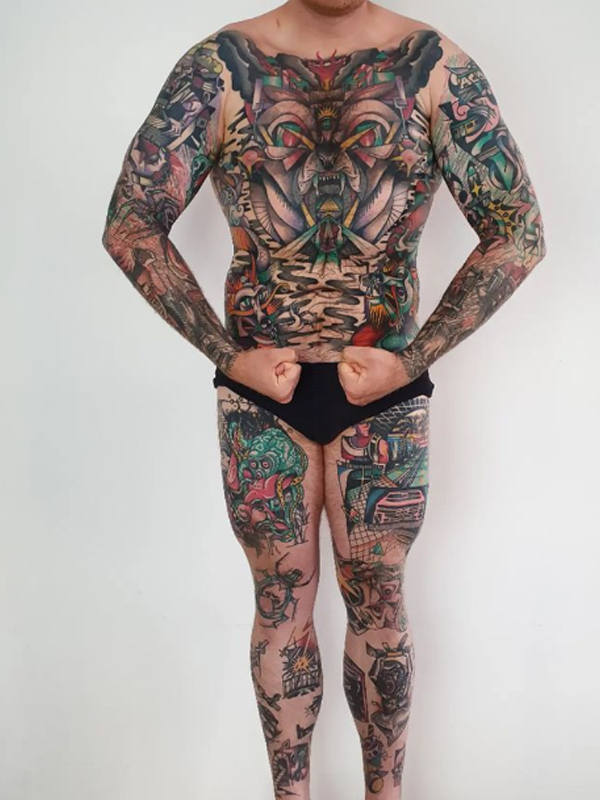 Creatively customized body suit colorful tattoo