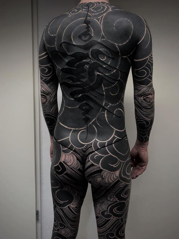 Elegant Black full body Japanese tattoo