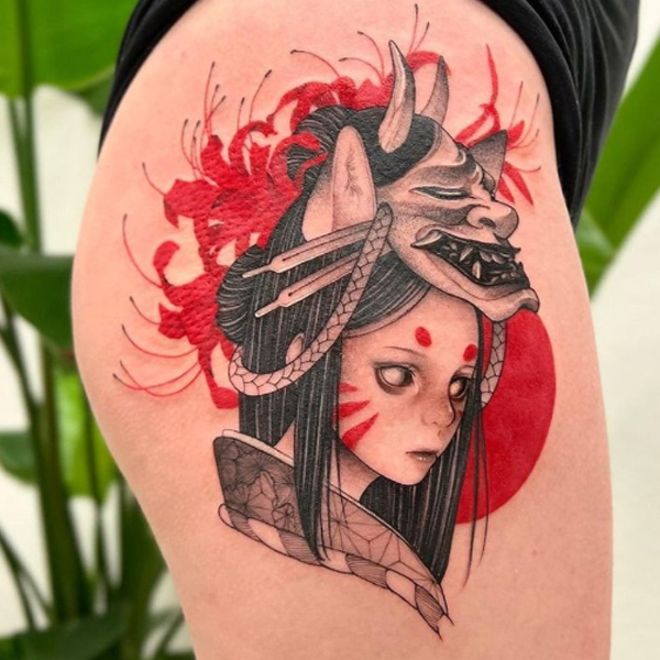 Superb Samurai girl Japanese tattoo