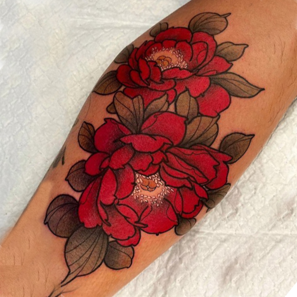 Beautiful Japanese peonies flower tattoo